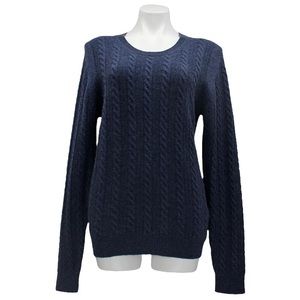 Gieves & Hawkes Womens Blue Cable Knit Sweater S